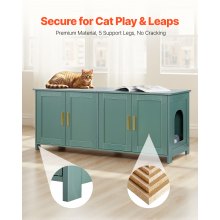 VEVOR Arenero para Gatos, 1200 x 450 x 500 mm, con 4 Puertas 2 Entradas, Mueble de Interior, Caseta de Madera, Compatible con la Mayoría de Areneros, Verde, Carga Superior 60 kg e Inferior 45 kg