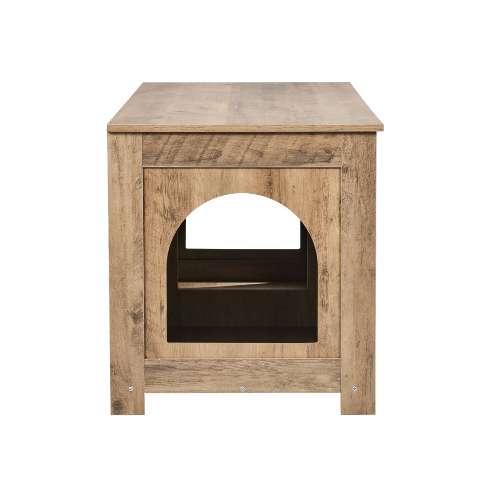 VEVOR Cat Litter Box Enclosure for 2 Cats, Hidden Cat Litter Box Furniture with Double Compartments, Wooden Cat Litter Box Cabinet, Fits Most Litter Boxes, 119.4 cm L x 47.5 cm W x 50 cm H, Greige