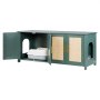 VEVOR Arenero para Gatos, 1200 x 450 x 500 mm, Caja de Arena para Gatos, con 4 Puertas de Ratán y 2 Entradas, Mueble para Interior, Apto para la Mayoría de Areneros, carga 68 kg, Color Verde