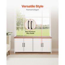 VEVOR Armario para Arenero Madera a Gatos, Inodoro Interior, 4 Puertas, 2 Entradas, Compatible con la Mayoría de Areneros, 120 x 45 x 50 cm, Carga Superior 60 kg e Inferior 45 kg, Marrón y Blanco