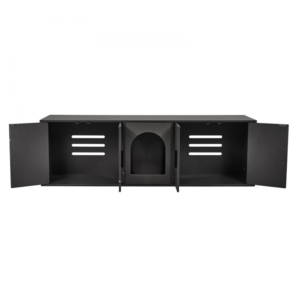VEVOR Muebles de Baño Oculto para Gatos 147 x 46 x 45 cm, Armario para  Arenero de Madera, Mesa Auxiliar para TV, Capacidad de Peso de 136 kg, para Ocultar las Cajas de Arena para Gatos, Negro
