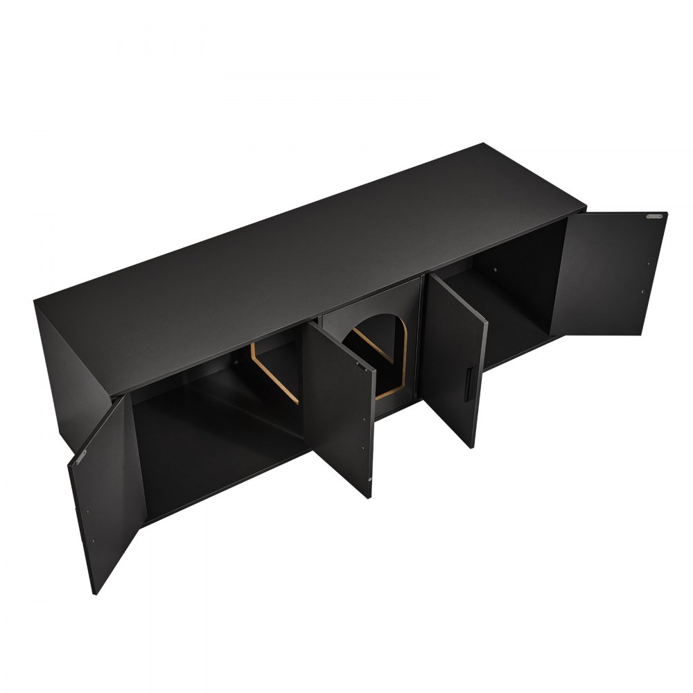 VEVOR Muebles de Baño Oculto para Gatos 147 x 46 x 45 cm, Armario para  Arenero de Madera, Mesa Auxiliar para TV, Capacidad de Peso de 136 kg, para Ocultar las Cajas de Arena para Gatos, Negro
