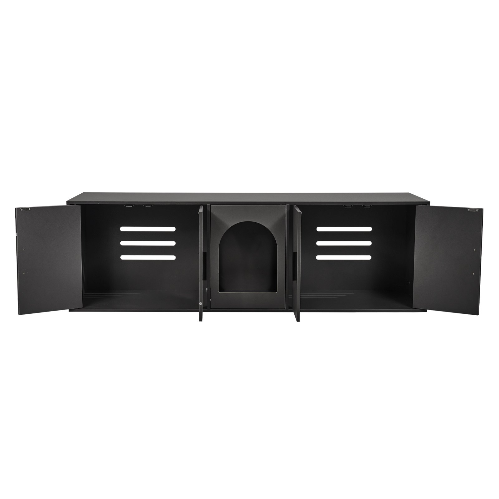 VEVOR Muebles de Baño Oculto para Gatos 147 x 46 x 45 cm, Armario para  Arenero de Madera, Mesa Auxiliar para TV, Capacidad de Peso de 136 kg, para Ocultar las Cajas de Arena para Gatos, Negro