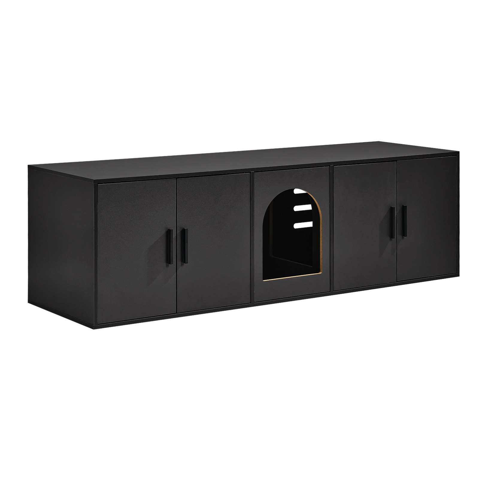 VEVOR Muebles de Baño Oculto para Gatos 147 x 46 x 45 cm, Armario para  Arenero de Madera, Mesa Auxiliar para TV, Capacidad de Peso de 136 kg, para Ocultar las Cajas de Arena para Gatos, Negro