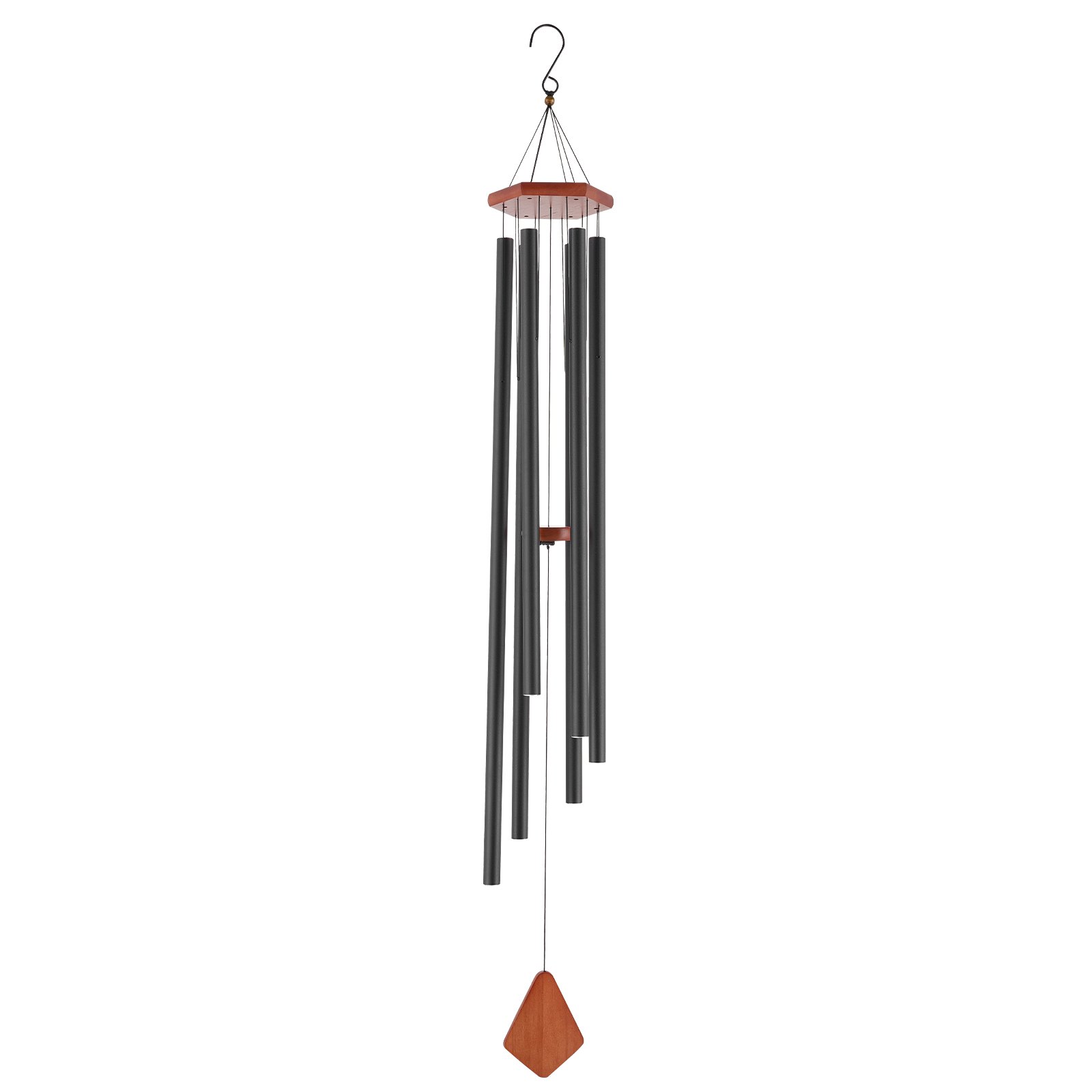 VEVOR Campanas de Viento para Exteriores de 1524 x Ø230 mm, Campanillas de Viento de Tono Profundo con 6 Tubos, Decoración para Exteriores para Patio, Porche, Jardín y Patio Trasero, Color Negro