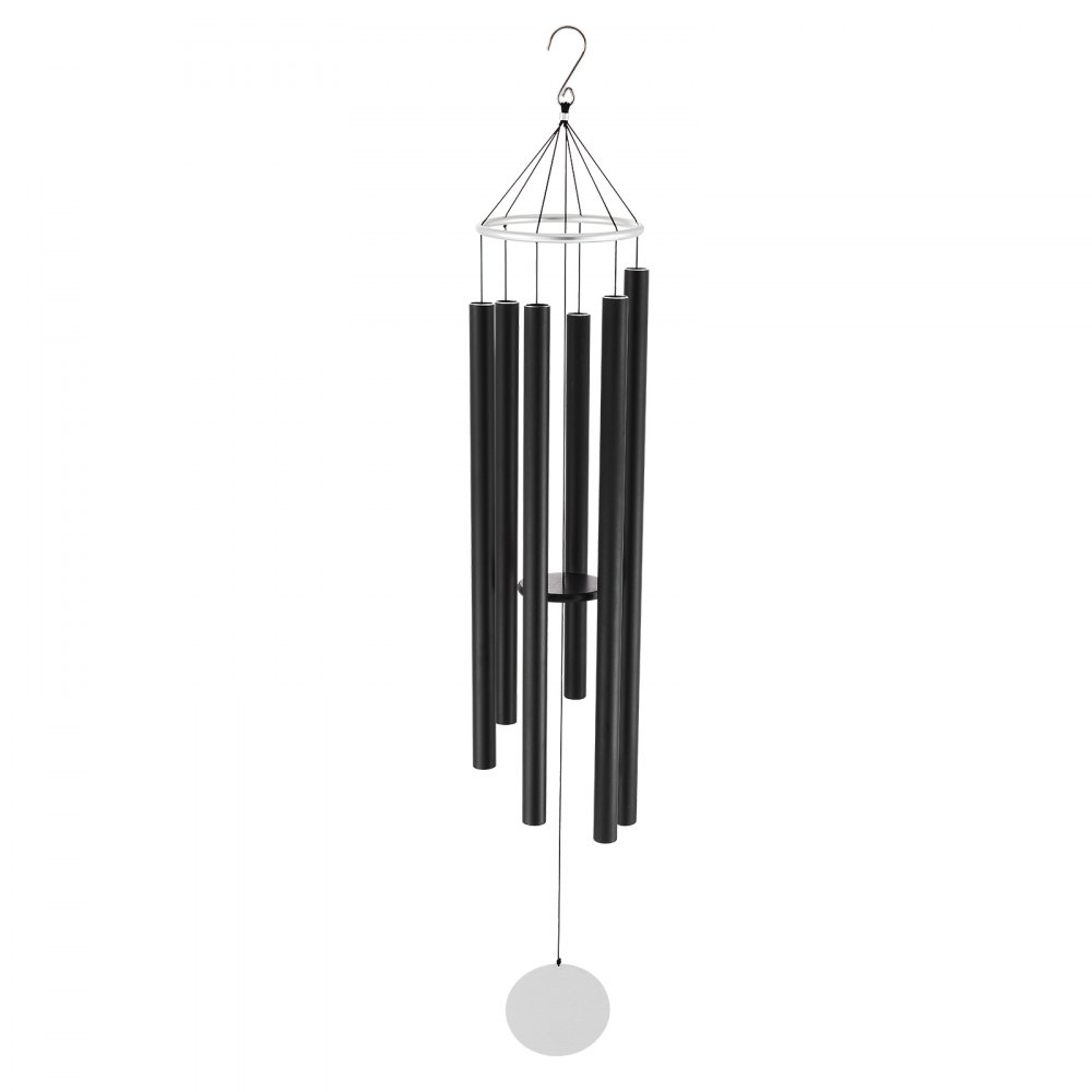 VEVOR Campanas de Viento para Exteriores de 1677 x Ø250 mm, Campanillas de Viento de Tono Profundo con 6 Tubos, Decoración para Exteriores para Patio, Porche, Jardín y Patio Trasero, Color Negro