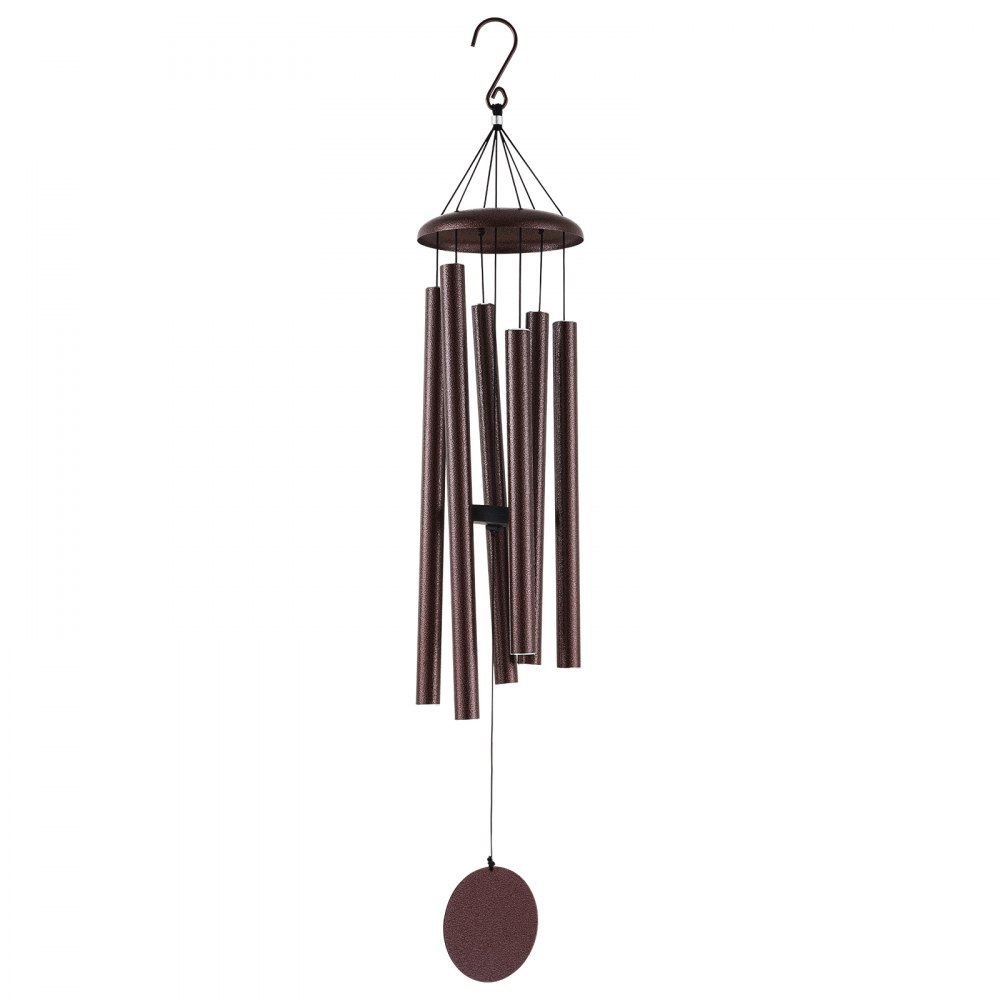 VEVOR Campanas de Viento para Exteriores de 1143 x Ø200 mm, Campanillas de Viento de Tono Profundo con 6 Tubos, Decoración para Exteriores para Patio, Porche, Jardín y Patio Trasero, Color Bronce