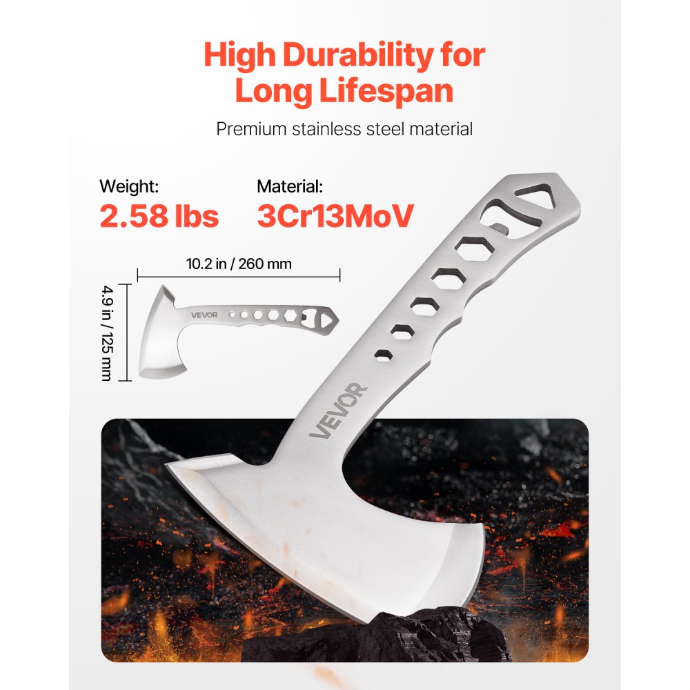 VEVOR Juego de 3 Hachas Arrojadizas 259,1 mm y 3 Cuchillos 190,5 mm Kit de Productos para Lanzar de Acero Inoxidable con Fundas de Nailon Negras para Competición Recreativa, Entretenimiento, Fitness