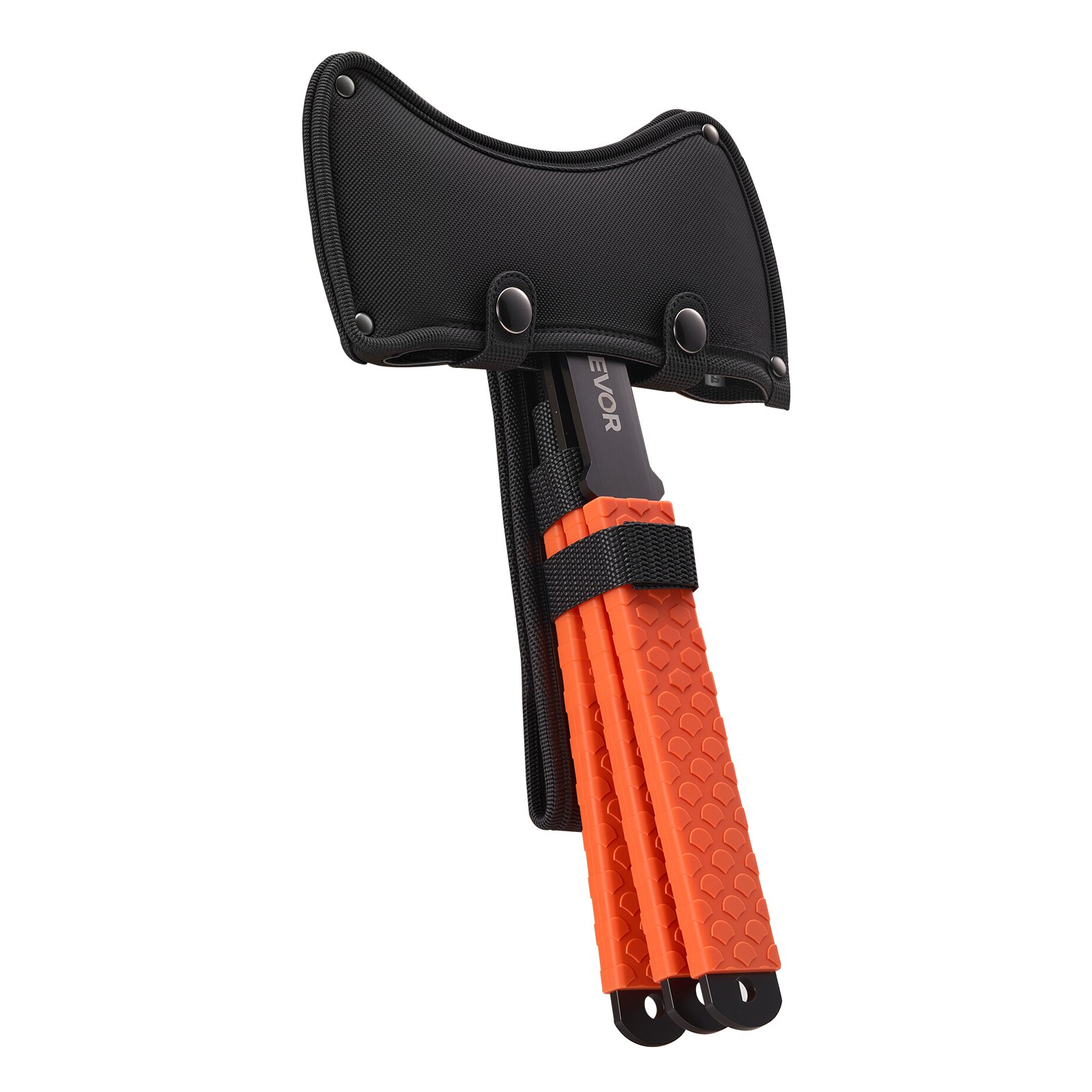 VEVOR Juego de Hachas Arrojadizas 3 Piezas Hachas de Lanzamiento de Doble Filo 302,3 mm Cabeza de Acero Inoxidable con Mango de Goma TPR, con Funda de Nailon Negra, para Recreación y Competición
