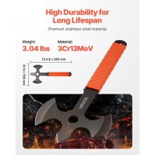 VEVOR Juego de Hachas Arrojadizas 3 Piezas Acero Inoxidable Triple Filo 340,4 mm