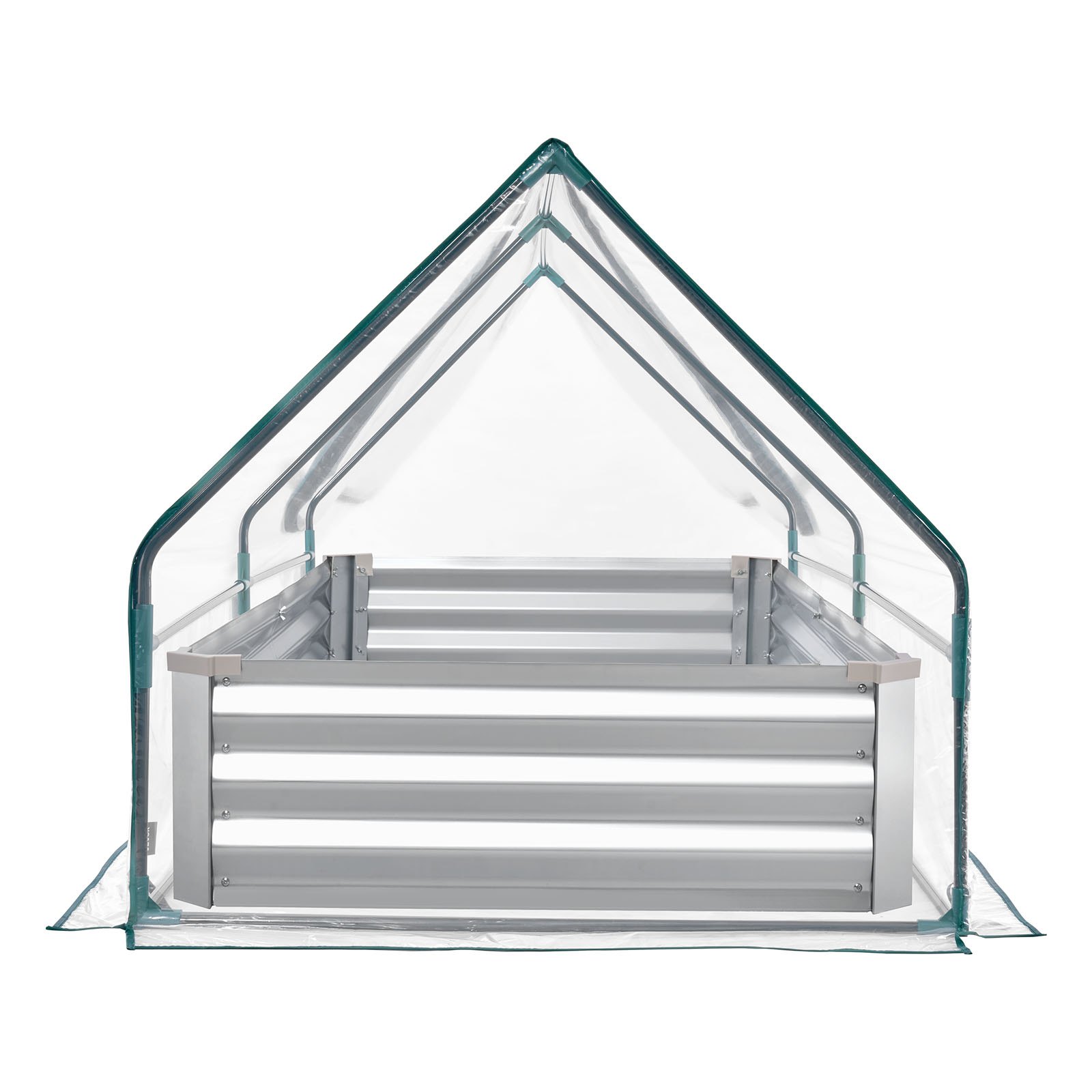 VEVOR Cama Elevada de Jardín 180 x 90 x 30 cm con Cubierta de Invernader, Arriate de Jardín de Metal con Base Abierta, para Cultivo de Flores Plantas Verduras con Accesorios para Patio Balcón