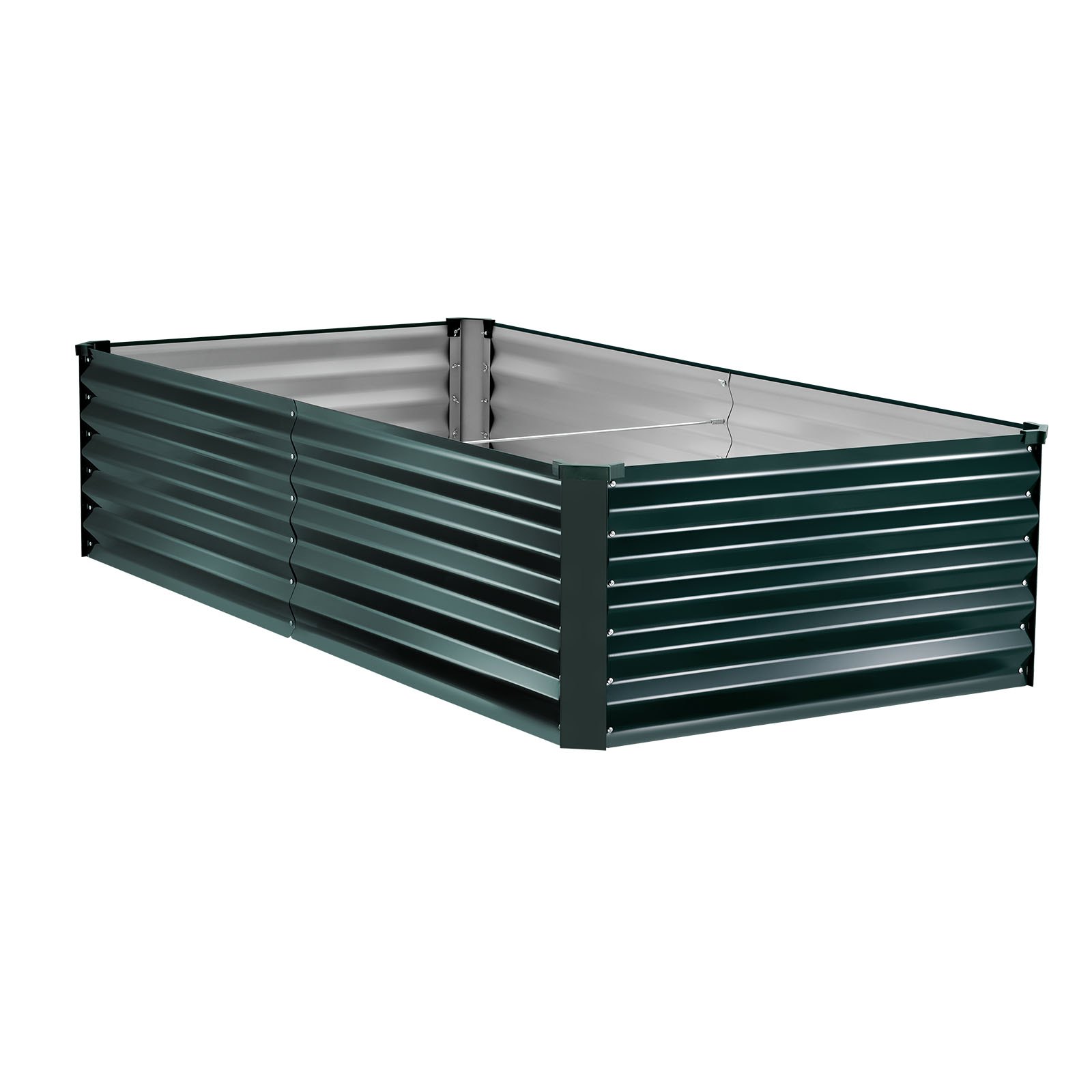 VEVOR Cama Elevada de Jardín 203 x 102 x 46 cm Rectangular, Arriate de Jardín de Metal con Fondo Abierto, para Cultivo de Flores Plantas Verduras con Accesorios para Patio Balcón, Verde Oscuro