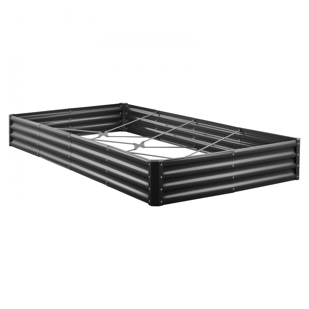 VEVOR Cama Elevada de Jardín 240 x 120 x 29 cm Rectangular, Jardinería Elevada de Metal con Base Abierta para Cultivo de Flores Plantas Hierbas Huerto con Accesorios para Jardín Terraza Patio Balcón