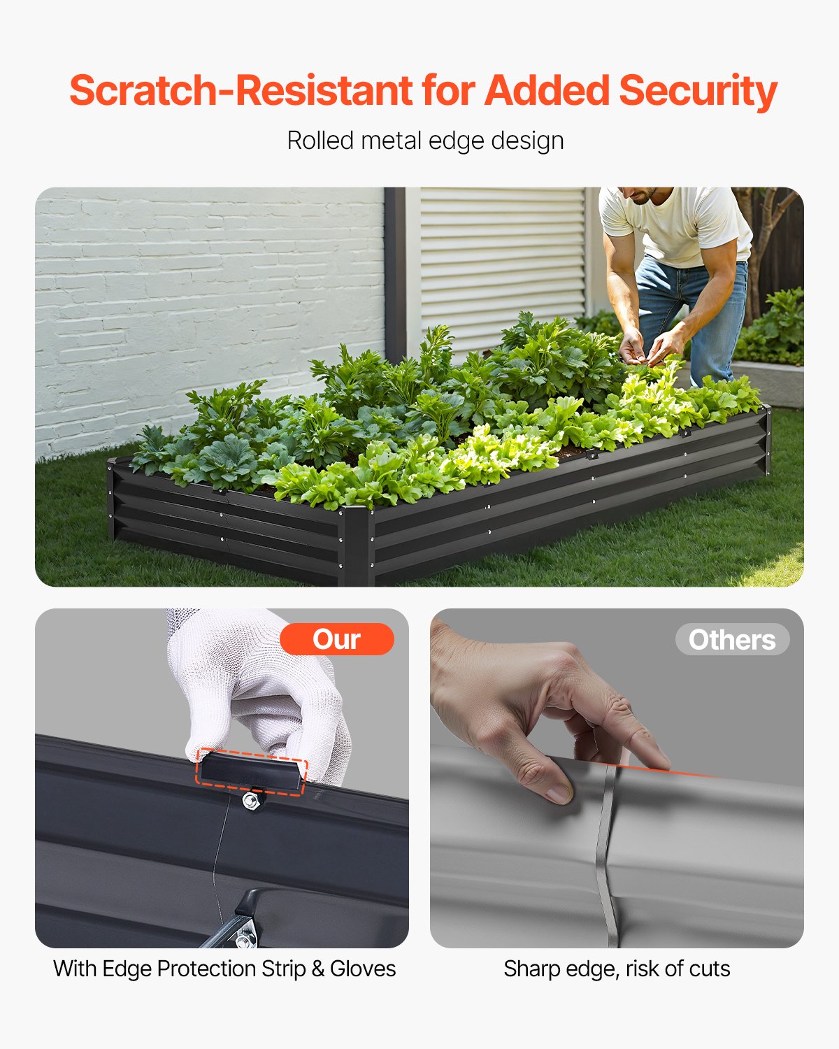 VEVOR Raised Garden Bed, Metal, 2395x1200x280 mm, Galvanized Planter Box, Planting Bed with Open Bottom, Vegetable Bed for Growing Vegetables, Flowers, Herbs & Succulents, Dark Grey