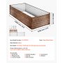 VEVOR Cama Elevada de Jardín 240 x 120 x 62 cm Rectangular, Arriate de Jardín de Metal con Fondo Abierto, para Cultivo de Flores Plantas Verduras con Accesorios para Terraza Patio, Color de Madera