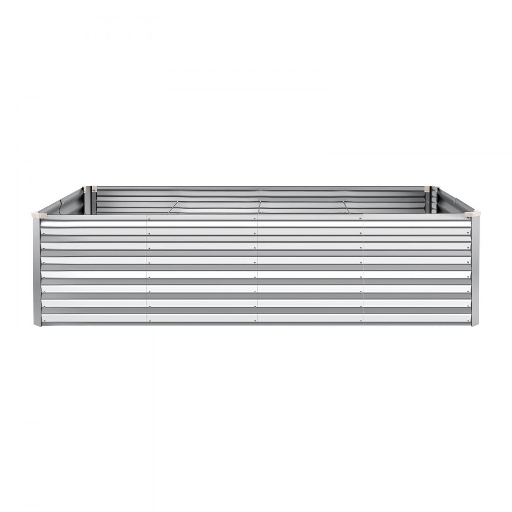 VEVOR Cama Elevada de Jardín 240 x 120 x 62 cm Rectangular, Arriate de Jardín de Metal con Fondo Abierto, para Cultivo de Flores Plantas Verduras con Accesorios para Terraza Patio Balcón, Plateado