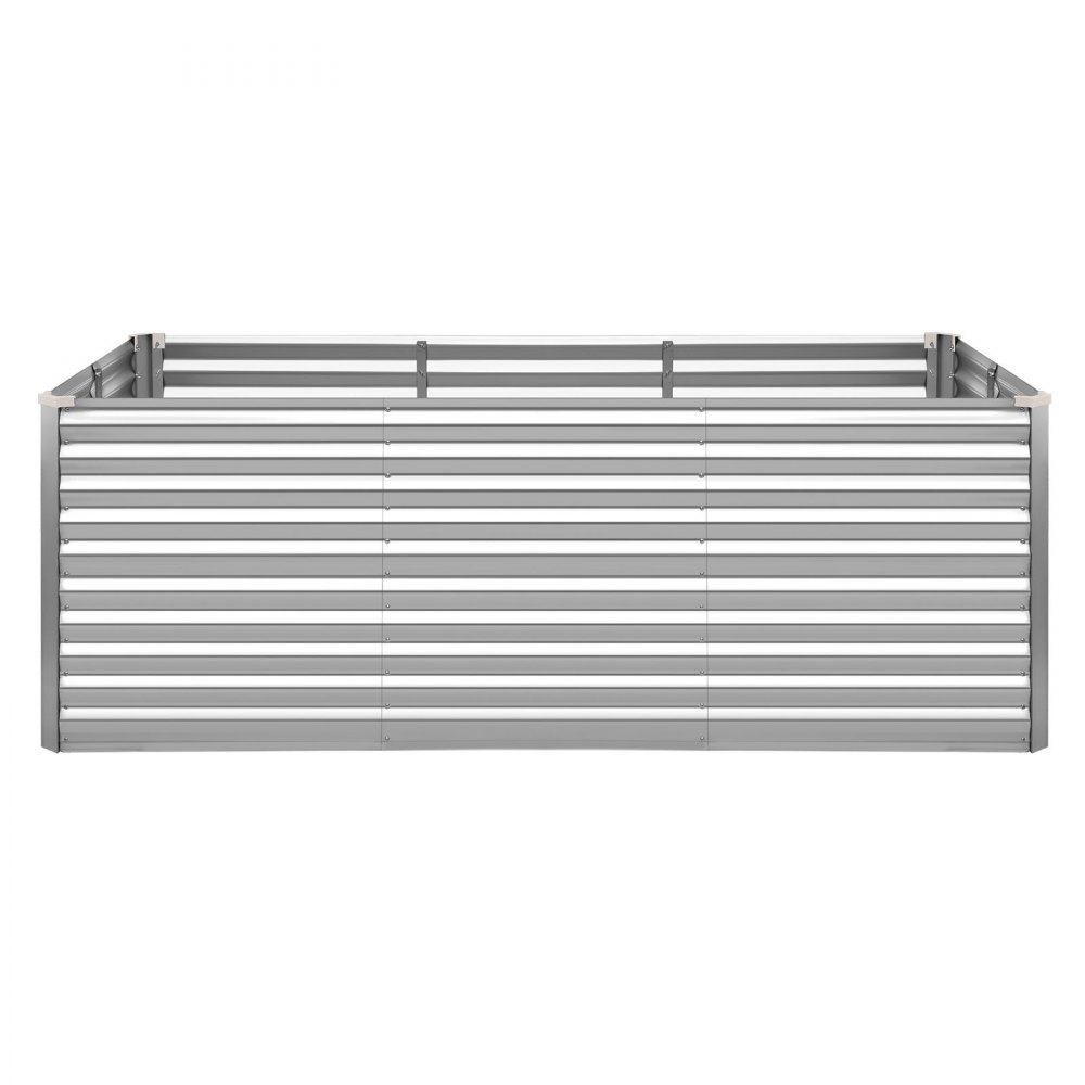 VEVOR Cama Elevada de Jardín 240 x 120 x 86 cm Rectangular, Arriate de Jardín de Metal con Fondo Abierto, para Cultivo de Flores Plantas Verduras con Accesorios para Terraza Patio Balcón, Plateado