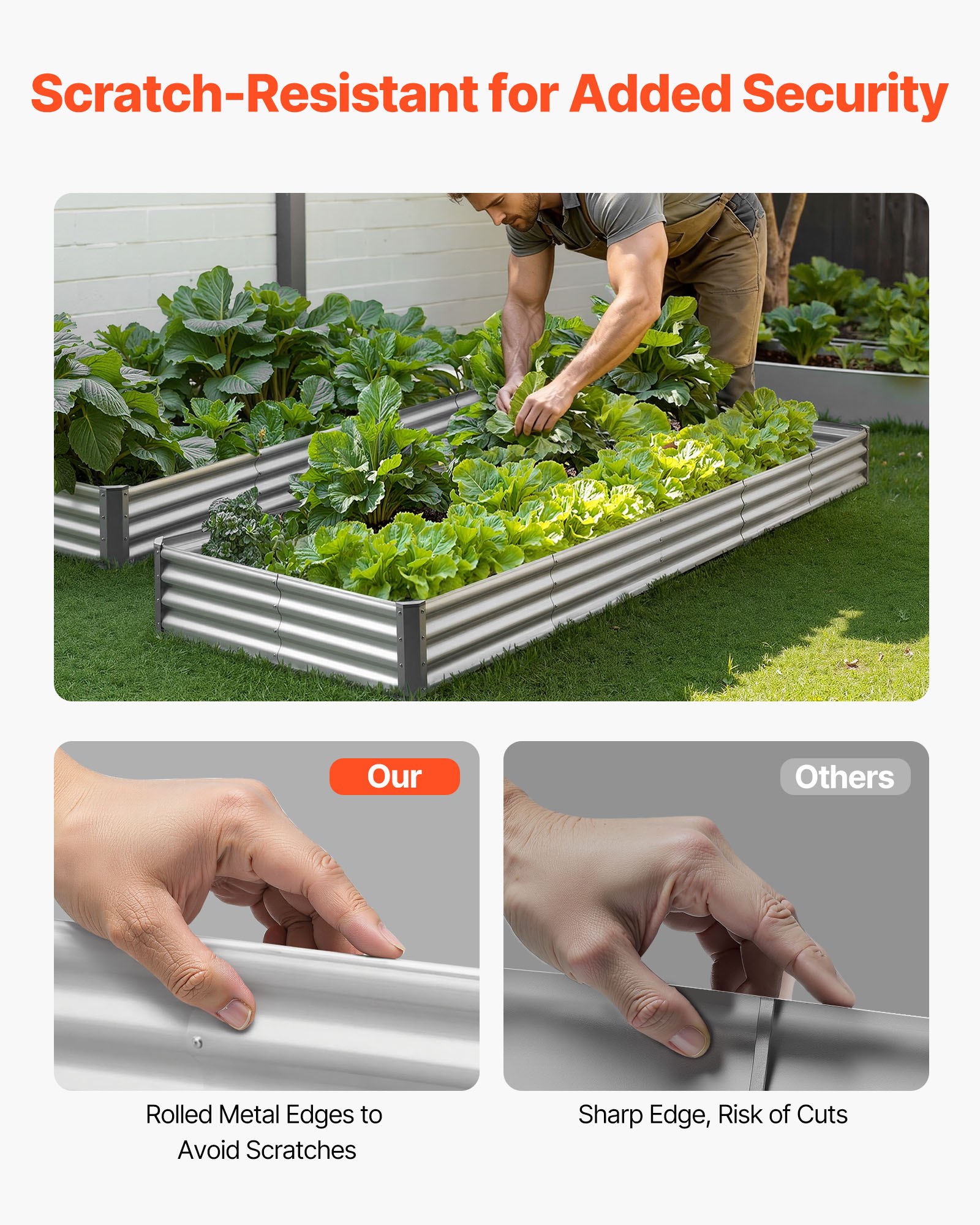 VEVOR Cama Elevada de Jardín 360 x 120 x 29 cm Rectangular, Jardinería Elevada de Metal con Base Abierta para Cultivo de Flores Plantas Hierbas Huerto con Accesorios para Jardín Terraza Patio Balcón