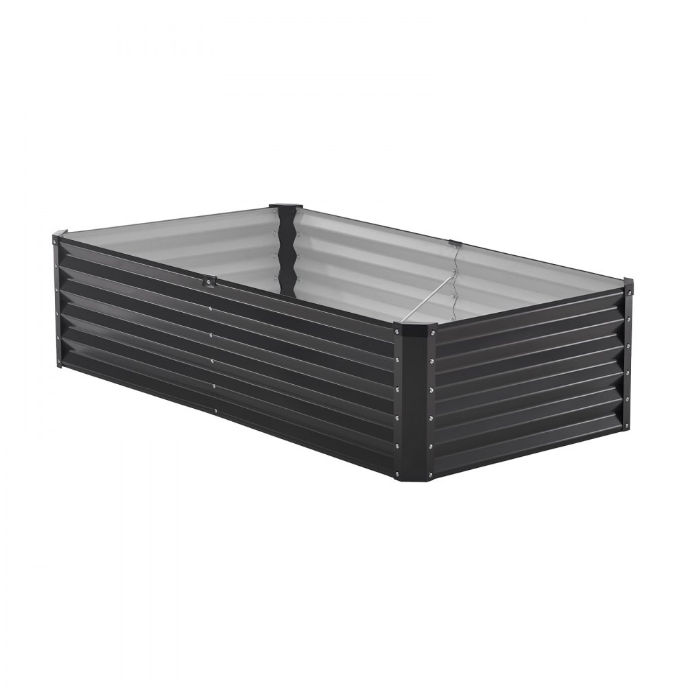 VEVOR Cama de Jardín Elevada de Metal de 1800 x 900 x 600 mm con Fondo Abierto para Exterior, Jardinera Galvanizada para Jardinería de Verduras, Flores, Hierbas y Plantas Suculentas, Gris Oscuro