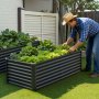 VEVOR Cama Elevada de Jardín 180 x 90 x 60 cm Rectangular, Jardinería Elevada de Metal con Base Abierta para Cultivo de Flores Plantas Hierbas Huerto con Accesorios para Jardín Terraza Patio Balcón