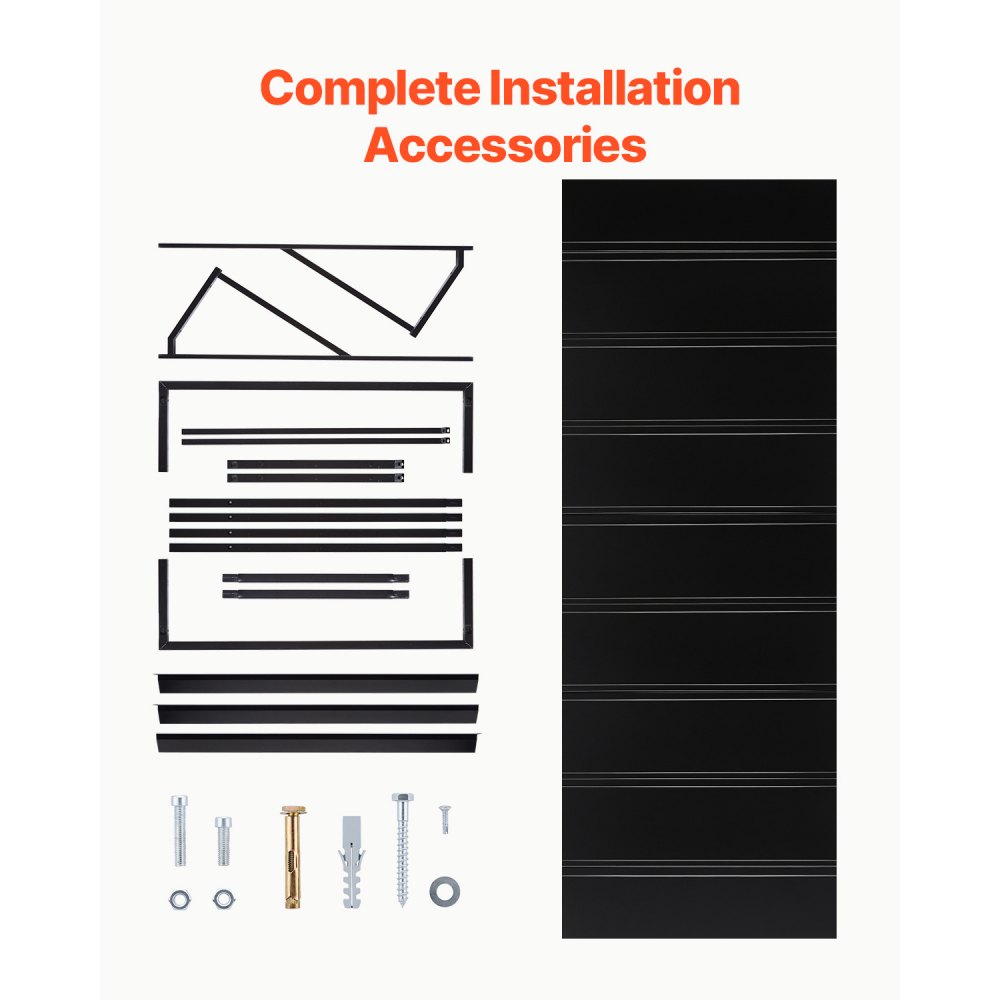 VEVOR Toldo para Exterior, Área de Protección Solar de 2641 x 910 mm Toldo de Acero con Recubrimiento en Polvo Resistente a la Oxidación con Voladizo Compatible para puerta de 2280 mm de Ancho