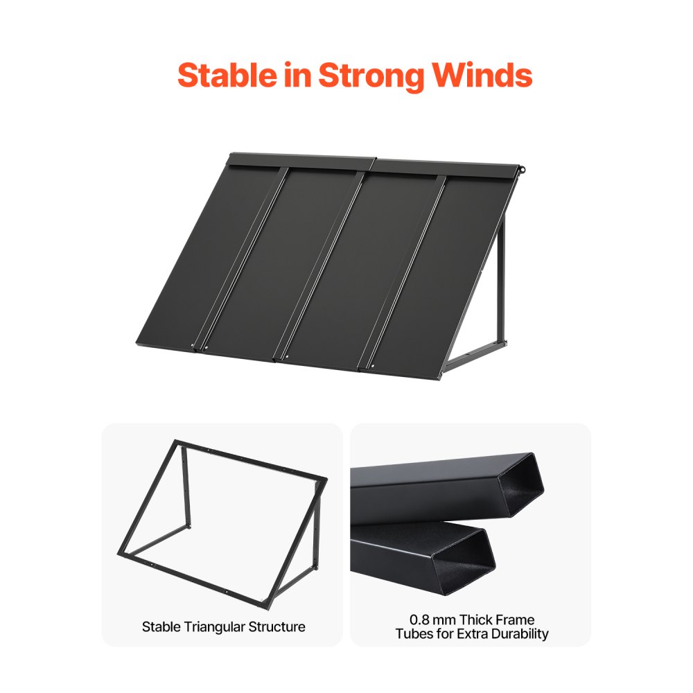 VEVOR window awning 112.5x61x61 cm, door canopy, awnings, roofing with triangular steel frame for doors, external rain & snow sun protection for doorways, windows, verandas, balconies