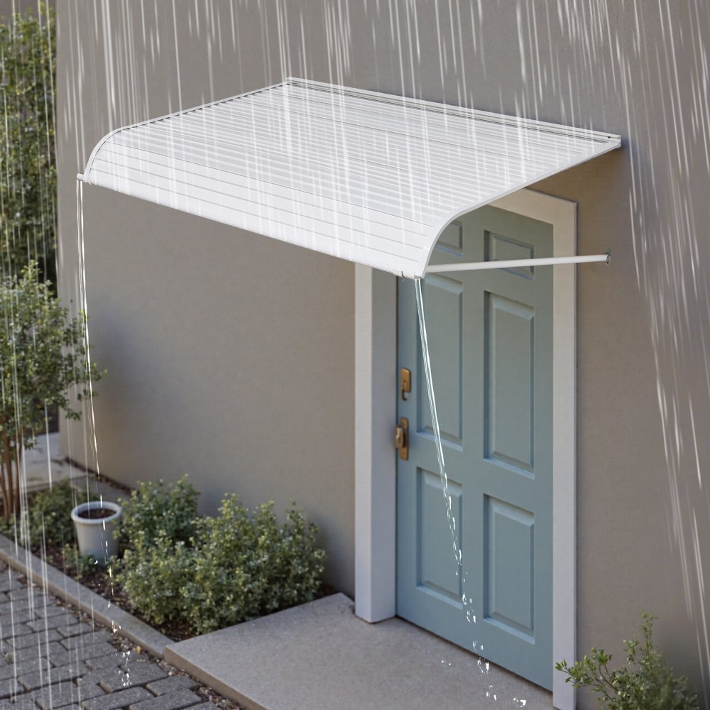 VEVOR Toldo para Exterior, Área de Protección Solar de 1524 x 1066 mm Toldo de Aleación de Aluminio Resistente a la Oxidación con Voladizo Compatible para Puerta de 1,2 m de Ancho de Exterior