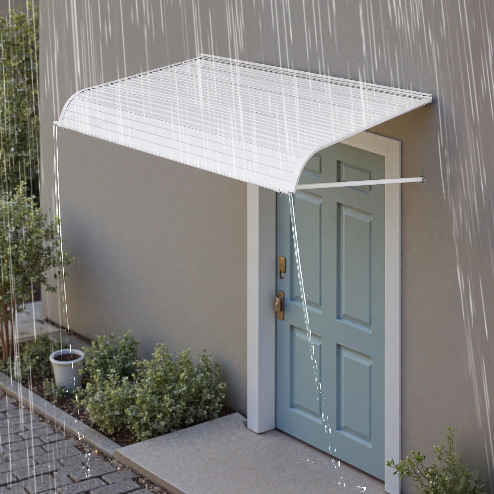 VEVOR Toldo para Exterior, Área de Protección Solar de 1524 x 1066 mm Toldo de Aleación de Aluminio Resistente a la Oxidación con Voladizo Compatible para Puerta de 1,2 m de Ancho de Exterior
