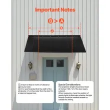 VEVOR Toldo de Acero Área de Protección de 2032 x 910 mm para Puerta de Patio