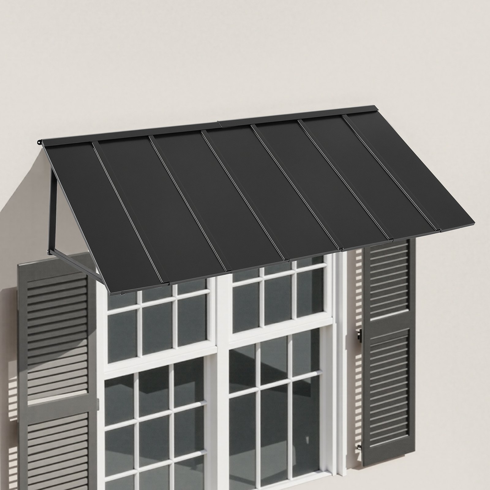 VEVOR Toldo para Exterior, Área de Protección Solar de 2032 x 910 mm Toldo de Acero con Recubrimiento en Polvo Resistente a la Oxidación con Voladizo Compatible para puerta de 1670 mm de Ancho
