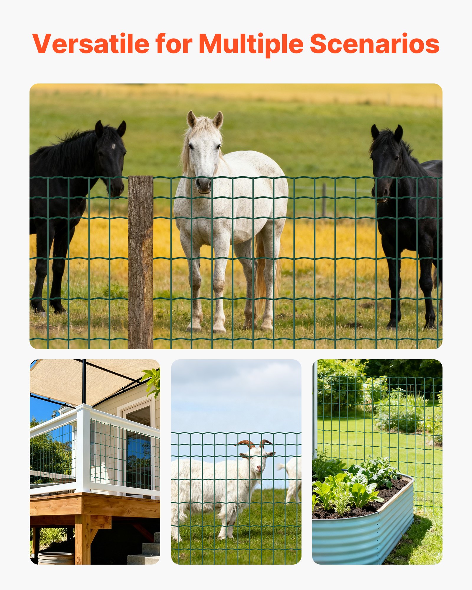 VEVOR Farm Fence, 1.2 x 25 m, 2 x 4 in Mesh 2.1mm Galvanized Steel Wire Fencing for Cattle, Hog & Sheep, Heavy Duty Vinyl Coated Livestock Fence for Animal Enclosures, Cage Wire, Garden Fences, Green