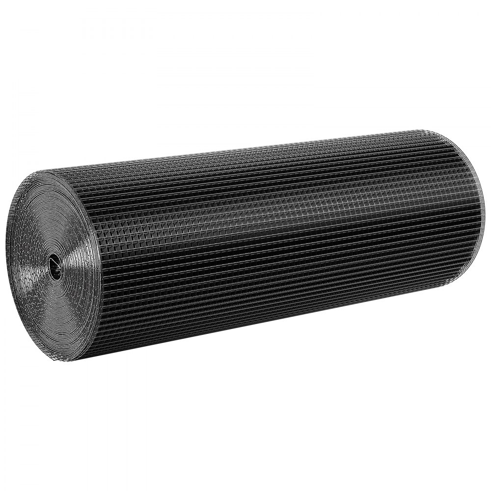 VEVOR Valla de Jardín de 61 cm x 15,2 m, Malla de 1,27 x 1,27 cm Recubierta de Vinilo, Alambre Galvanizado de 1,06 mm de Diámetro, para Plantas de Jardín, Jaulas para Conejos y Serpientes, Negro