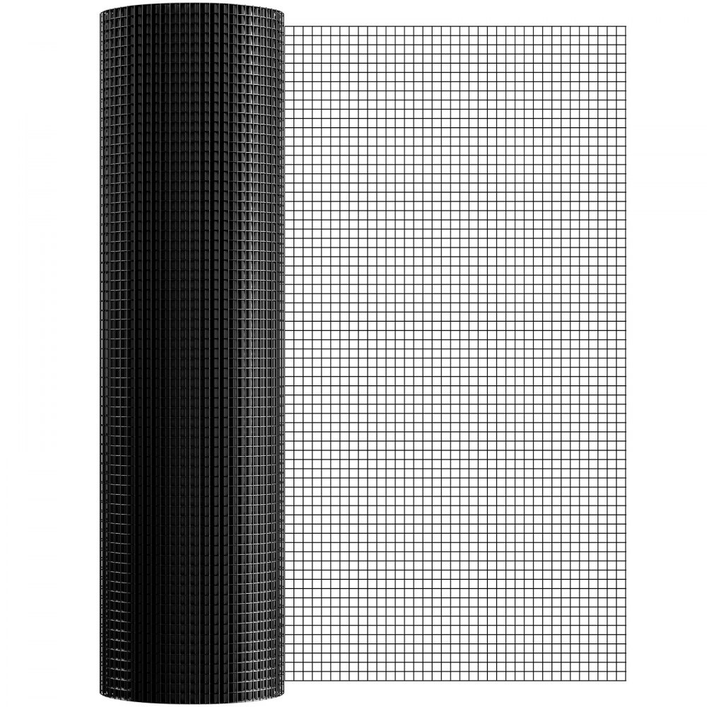 VEVOR Rollo de malla de alambre galvanizado 910x15240 mm Malla de alambre para pollos calibre 19, malla metálica recubierta de vinilo para cercas de gallineros, cercas de serpientes para conejos