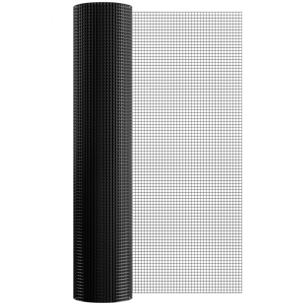 VEVOR Rollo de malla de alambre galvanizado 1220x15240 mm Malla de alambre para pollos calibre 19, malla metálica recubierta de vinilo para cercas de gallineros, cercas de serpientes para conejos