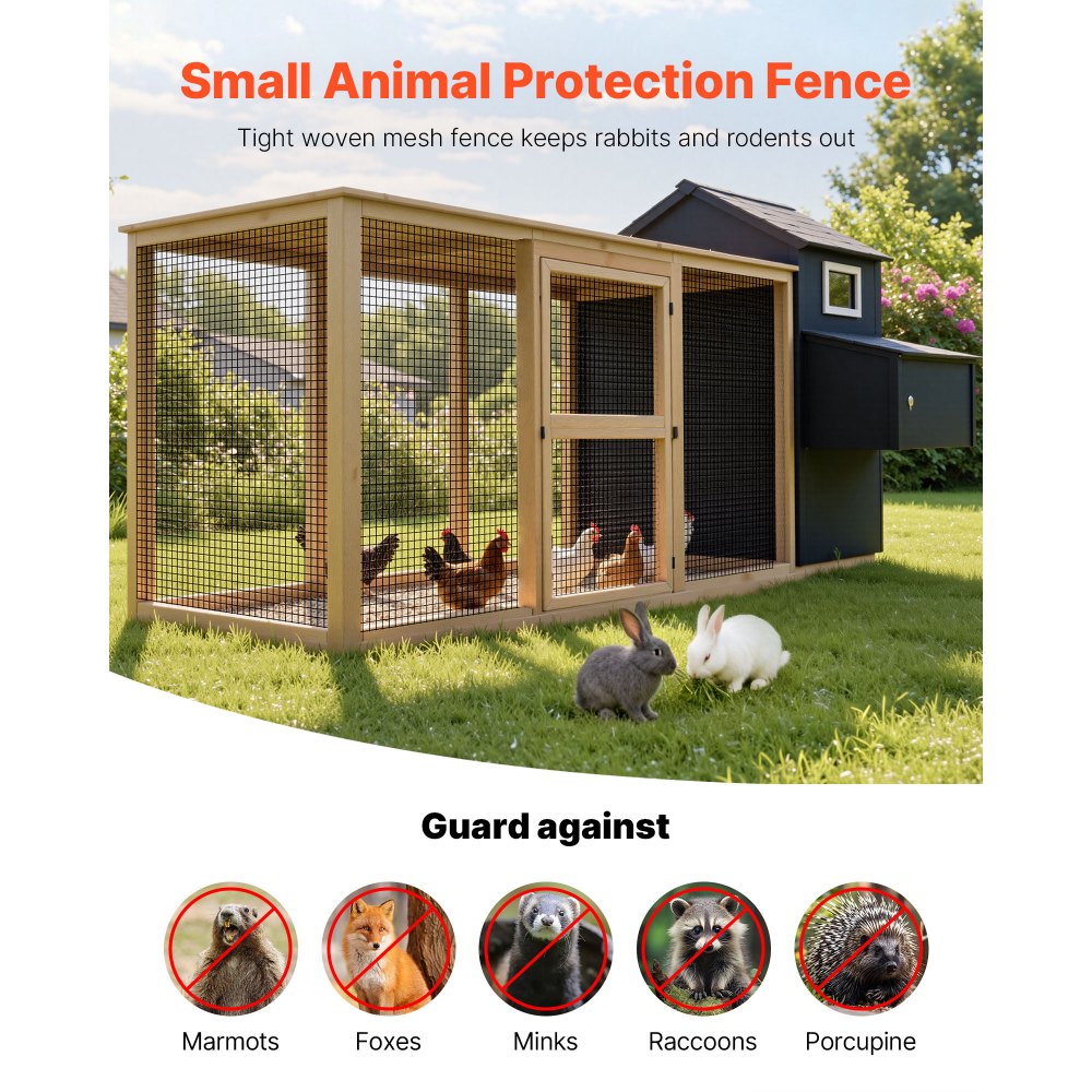 VEVOR Valla de Jardín 183 cm x 15,24 m, Malla 1,27 x 1,27 cm, Rollo de Malla de Alambre Galvanizado de φ1,06 mm, para Gallinero Recubierta de Vinilo, para Plantas de Jardín y Jaulas para Conejos