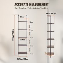 VEVOR Estantería de Pared 5 Niveles con Forma Tubo Cuadrado 400 x 300 x 1780 mm