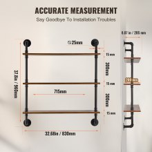 VEVOR Estantería Industrial para Tuberías de 3 Niveles 830 x 205 x 960 mm Negro