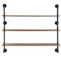 VEVOR Estantería industrial de tubos, 3 niveles, 48 x 9,84 pulgadas, soporte de madera rústica flotante para montaje en pared, estante de exhibición, soporte para artículos diversos para cocina, dormitorio, baño, sala de estar, color negro