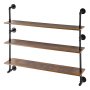 VEVOR Estantería industrial de tubos, 3 niveles, 48 x 9,84 pulgadas, soporte de madera rústica flotante para montaje en pared, estante de exhibición, soporte para artículos diversos para cocina, dormitorio, baño, sala de estar, color negro