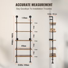 VEVOR Estantería Industrial para Tuberías de 5 Niveles 610 x 255 x 1780 mm Negro