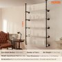 VEVOR Estantería industrial para tuberías, 5 niveles, 2 piezas, ancho de tablero aplicable de 9,84 pulgadas, soporte de estantes de madera rústica flotante para montaje en pared, soporte de almacenamiento para cocina, dormitorio, baño (tablones NO incluidos)