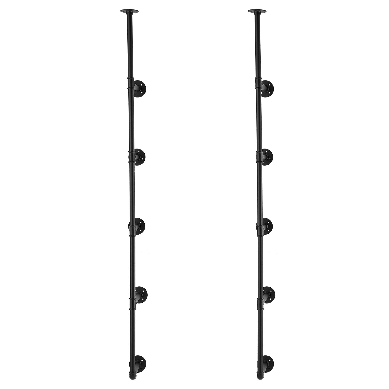 VEVOR Estantería industrial para tuberías, 5 niveles, 2 piezas, ancho de tablero aplicable de 9,84 pulgadas, soporte de estantes de madera rústica flotante para montaje en pared, soporte de almacenamiento para cocina, dormitorio, baño (tablones NO incluidos)