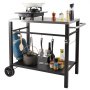 VEVOR Serving Cart Kitchen Trolley 100 x 64 x 83.5 cm Outdoor Grill Dining Cart with Double Shelf, Movable Grill Table for Food Preparation, Multifunctional Stainless Steel Tabletop