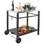 VEVOR Serving Cart Kitchen Trolley 100 x 64 x 83.5 cm Outdoor Grill Dining Cart with Double Shelf, Movable Grill Table for Food Preparation, Multifunctional Stainless Steel Tabletop