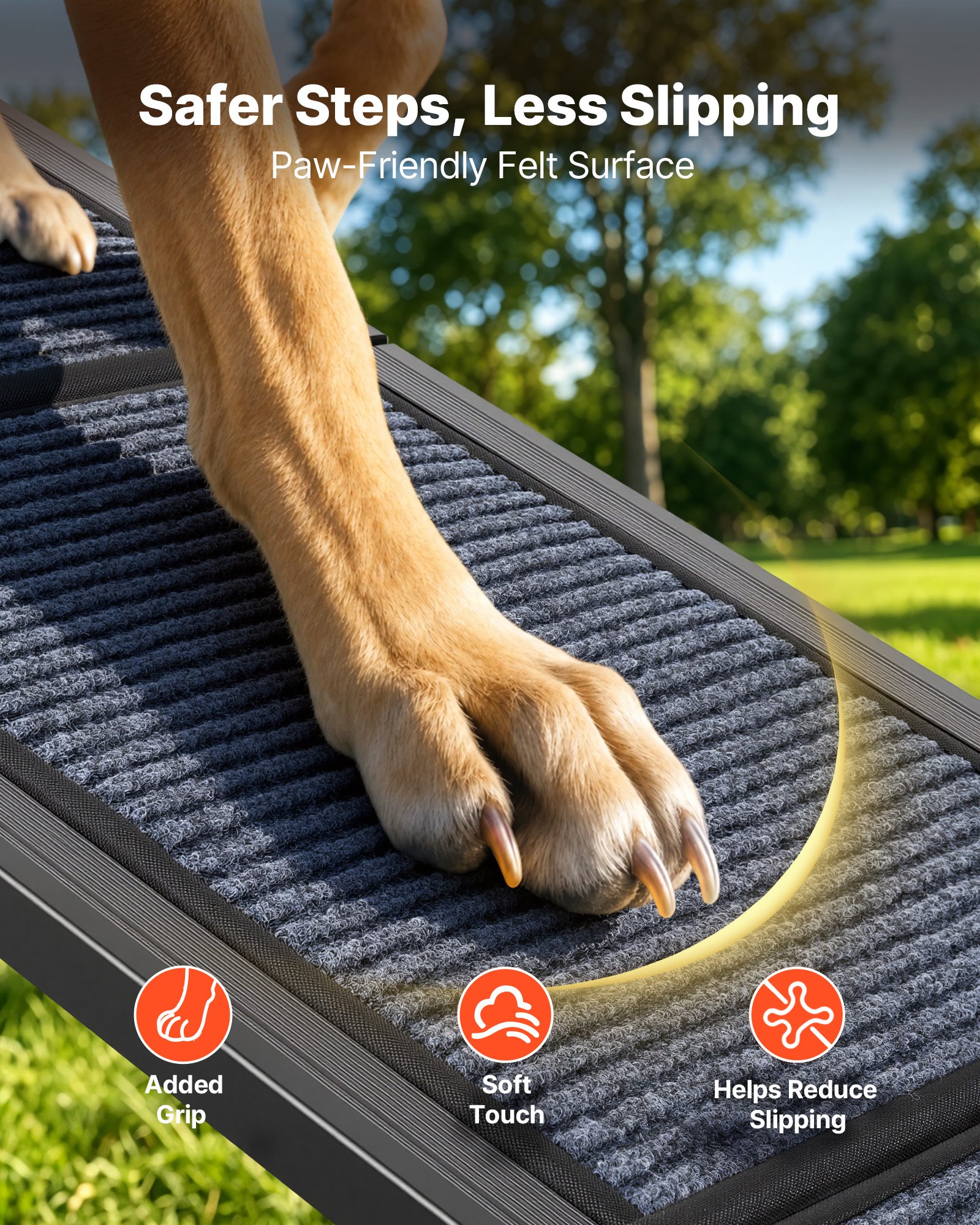 VEVOR Rampa Plegable para Perros para Coches, 180 x 43,2 cm, para Perros Medianos y Grandes de hasta 113 kg, con Superficie de Fieltro Antideslizante, Portátil para Exteriores, SUV y Camiones