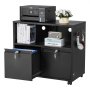 VEVOR 2 Drawers Metal File Cabinet, Lateral Filing Cabinet with Lock and Adjustable Hanging Rods, Wide Filing Storage Cabinets for Home and Office Fit Letter, A4, Legal Size File, Easy Assembly, Black