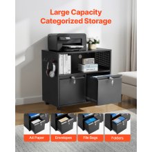VEVOR Gabinete de Archivos Metálico de 2 Cajones con Cerradura y Barra, Negro