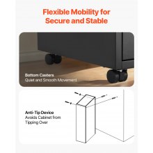 VEVOR Gabinete de Archivos Metálico de 2 Cajones con Cerradura y Barra, Negro