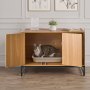 VEVOR Armario de Almacenamiento para Caja de Arena para Gatos, Escondite con Rascador, con Patas de Metal, Apto para la Mayoría de Cajas de Arena, para Sala de Estar, 80 x 51 x 56,8 cm, Madera