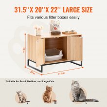 VEVOR Caja de Arena para Gatos Mueble Armario de Madera 800 x 508 x 558,8 mm